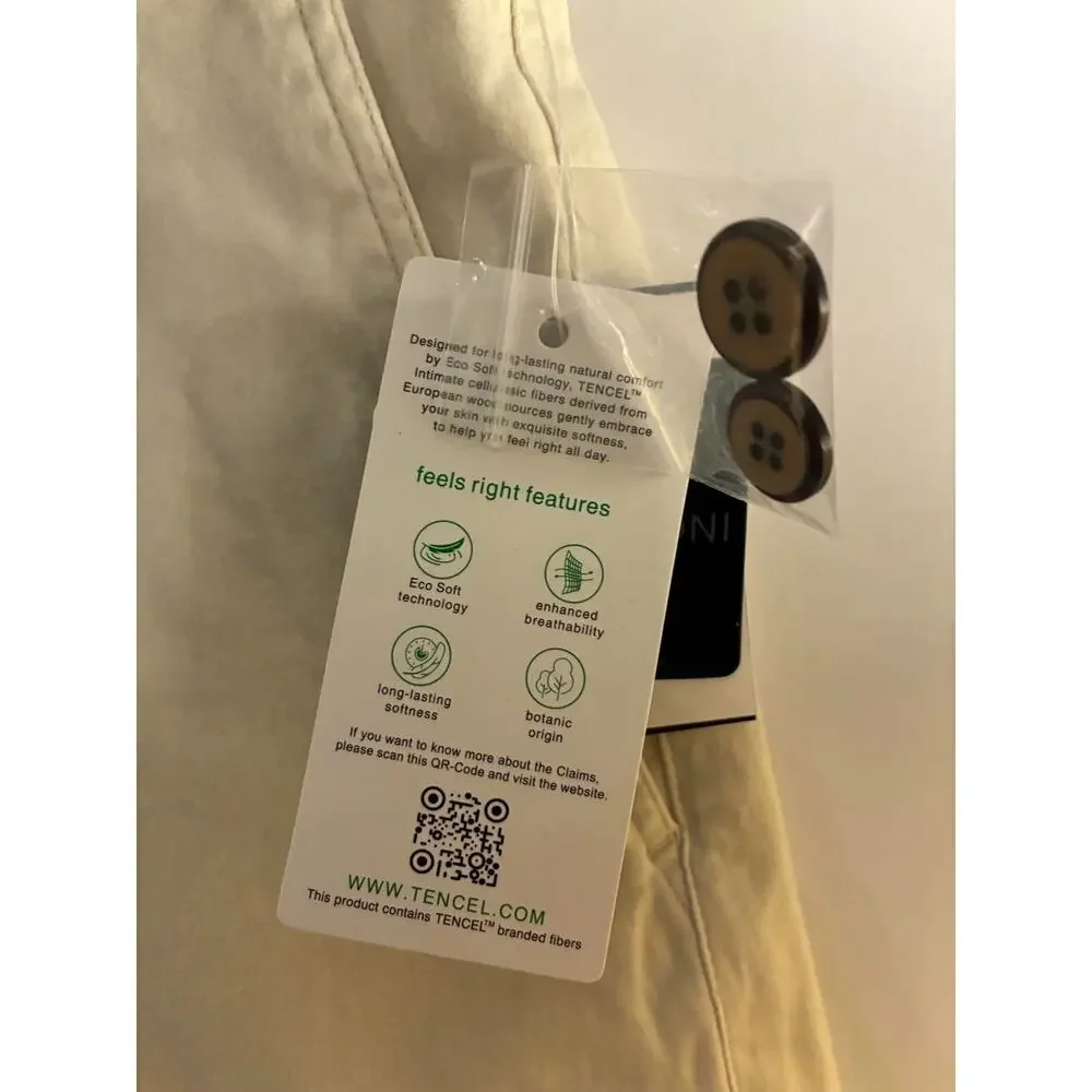 Magaschoni Man Shorts Mens 32 Beige Cream Flat Front Cotton Stretch Casual